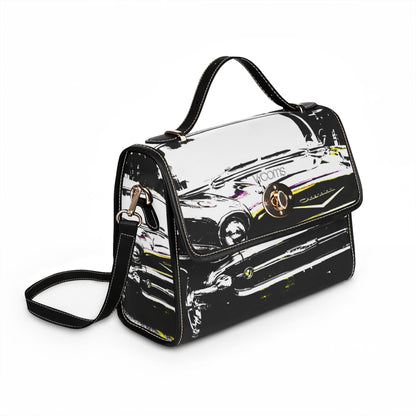 Bolso de lona impermeable con diseño de coche vintage rojo de los años 50