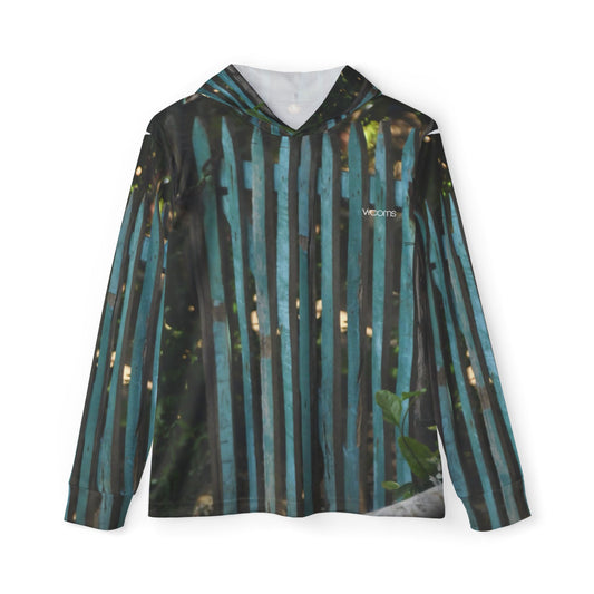 Coastal Weathered Fence Hoodie – Rustic Indigo Edition