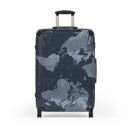 World Map Carry-On Suitcase - Vintage Navy Travel Luggage