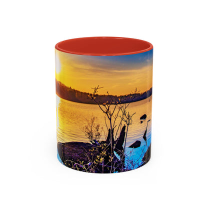 Two Tones, 11oz Accent, Ceramic Coffe Mug with Elegant High-Res, Full Color Natural Landscape Image.