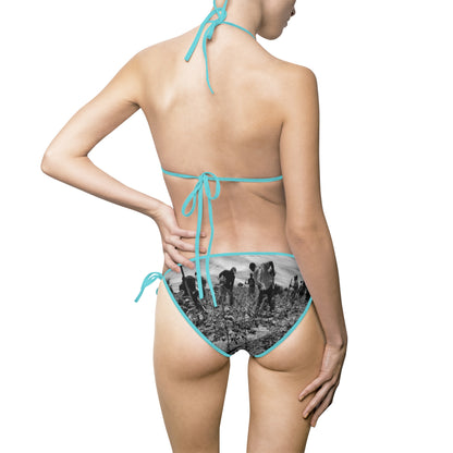 Farmers Plowing the Land Women's Bikini Swimsuit — Agricultural Print Beachwear