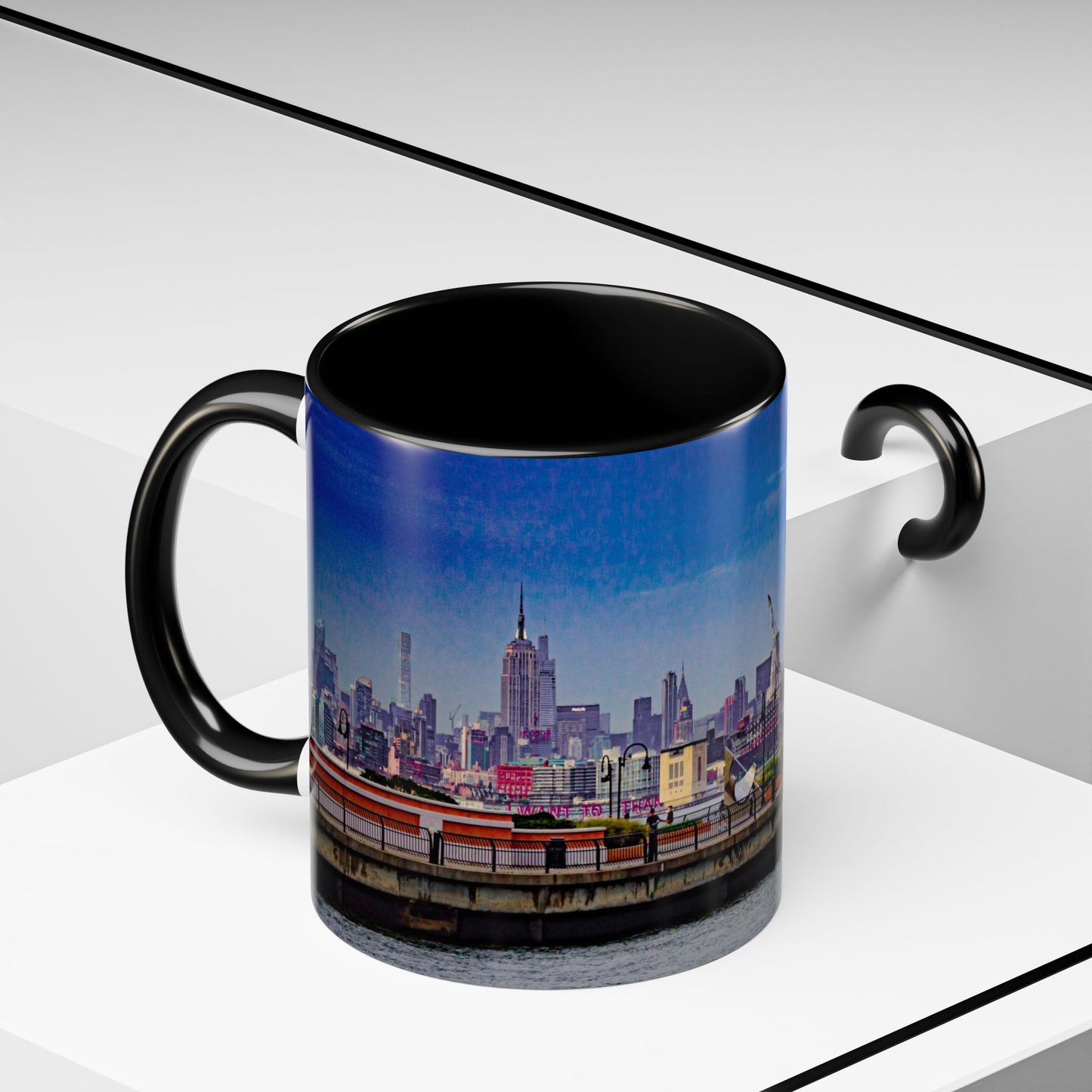 Two Tone 11oz Ceramic, Coffe Mug, Printed with a High-Res Elegant New New York City View Image