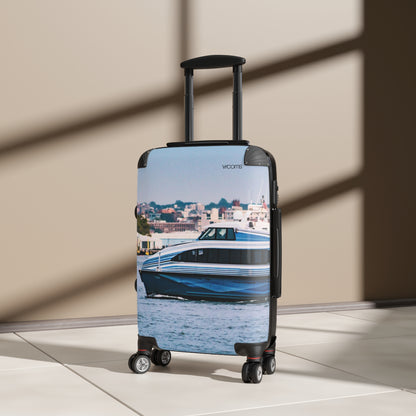 Harbor Boat Photo Carry-On Suitcase — Coastal Seaside Travel Luggage