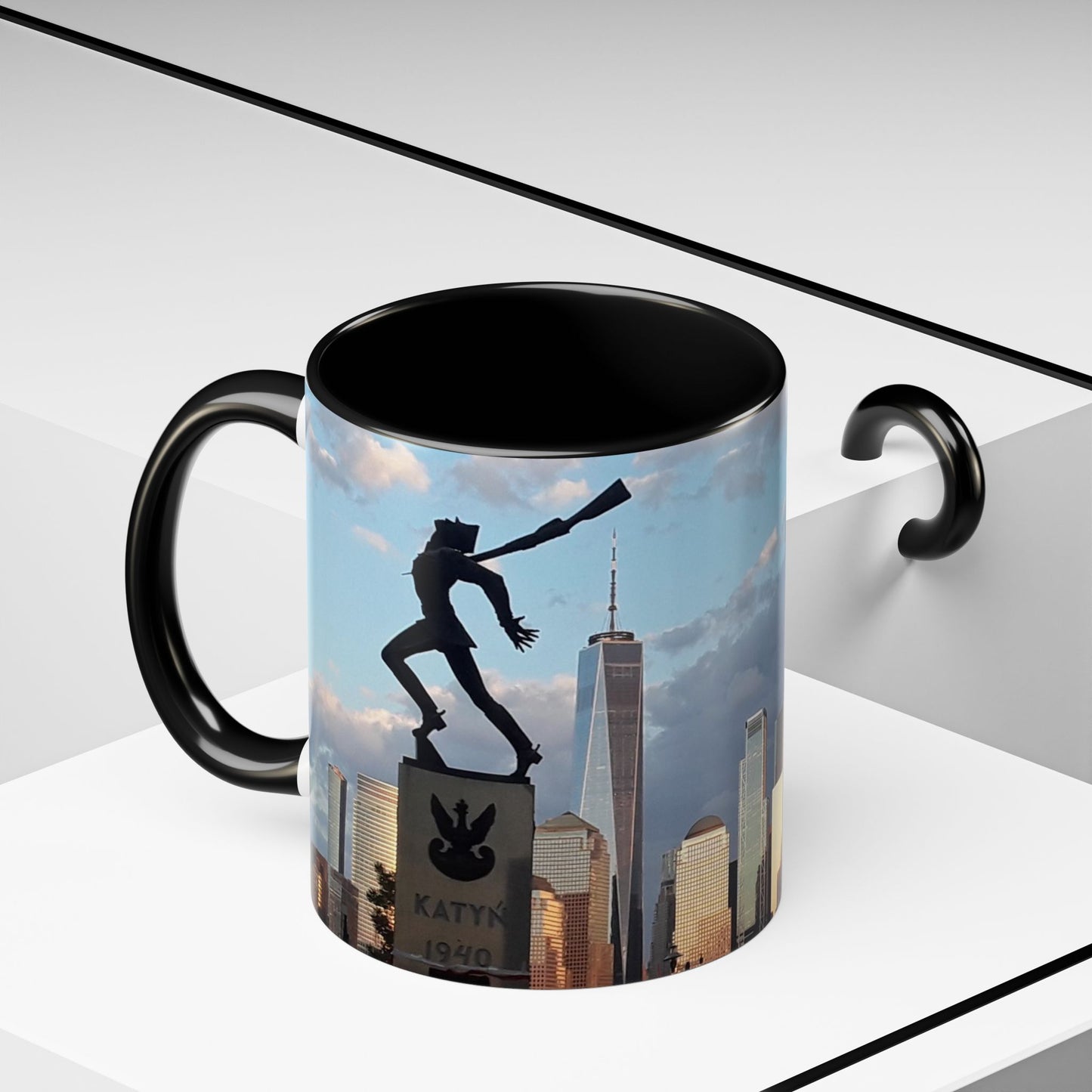 Two Tone Ceramic 11oz. Mug, Printed with a High-Res Image of  New  York City View.