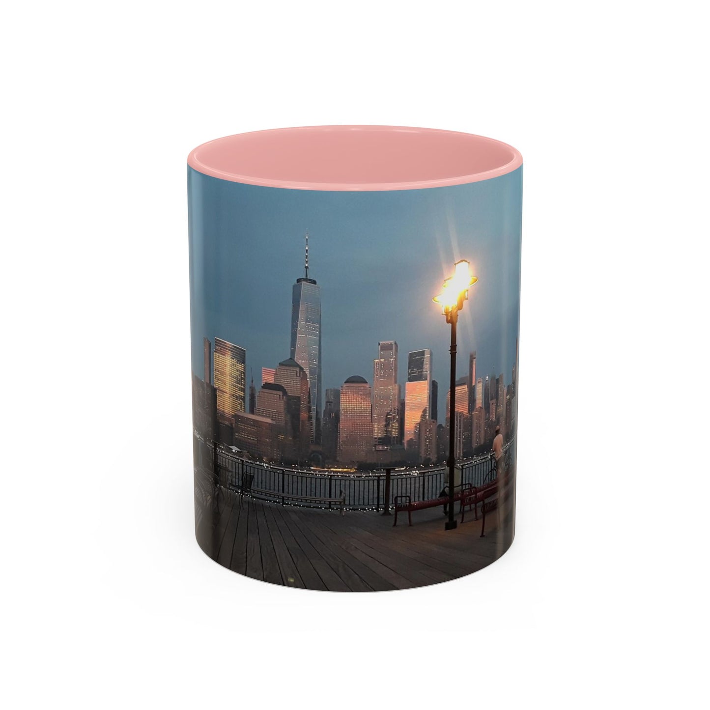 Two Tone 11 oz. Ceramic Mug, Printed with a High-Res Image of  New  York City View.