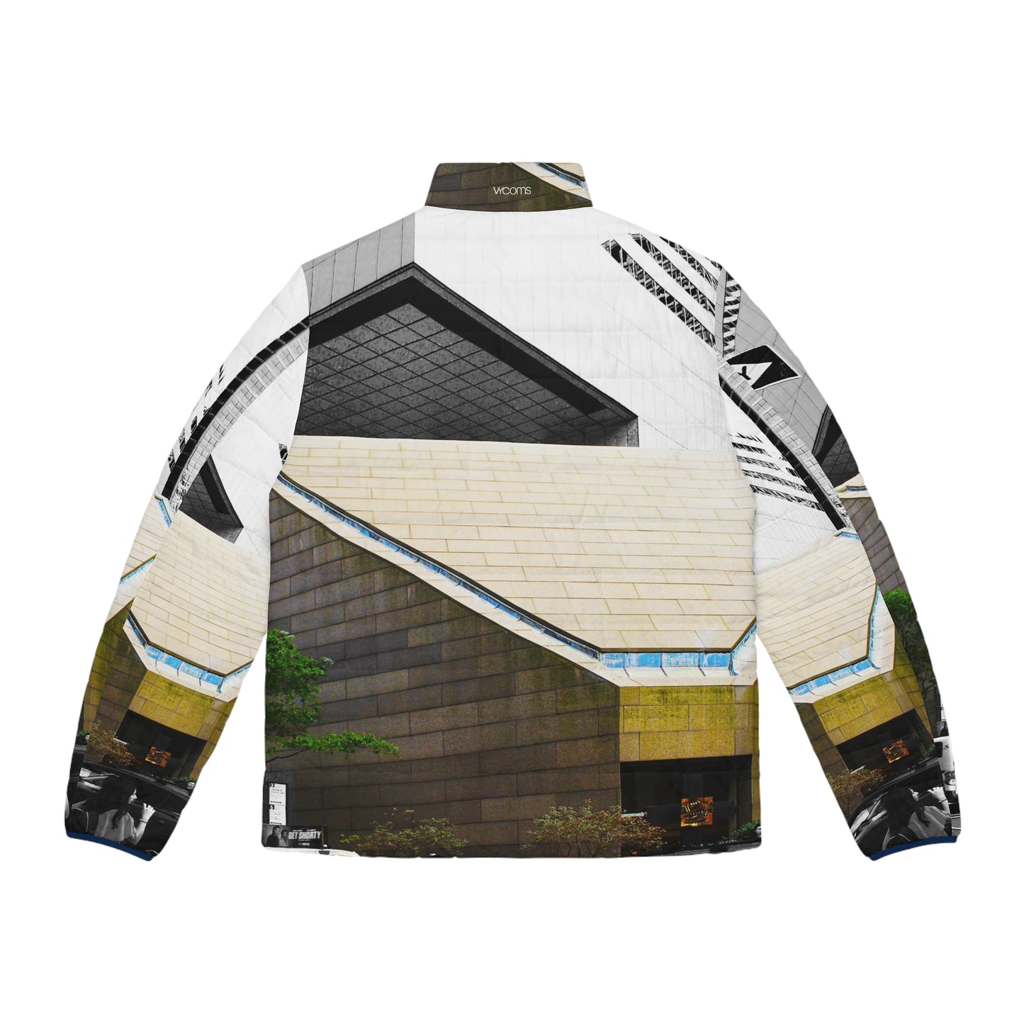 New York Architectural Puffer Jacket — Middle Town Modern Concrete Church