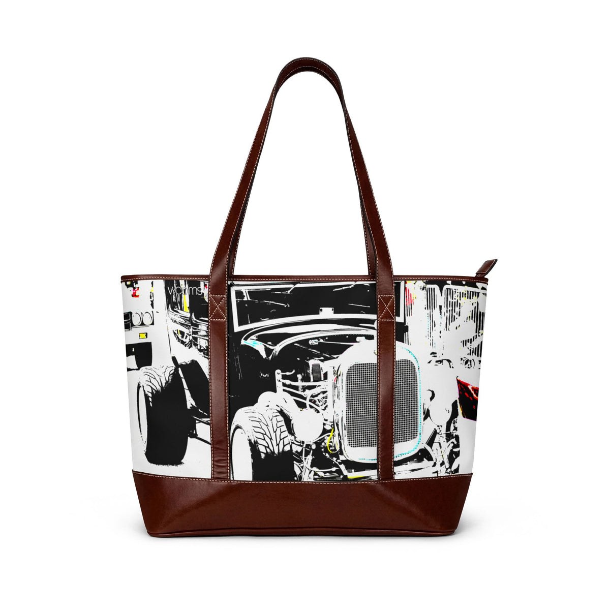 Vintage Hot Rod Tote Handbag — Retro Car Art Shoulder Bag