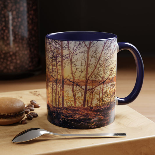 Two Tones, 11oz Ceramic Coffe Mug with Elegant High-Res, Full Color Natural Landscape Image.