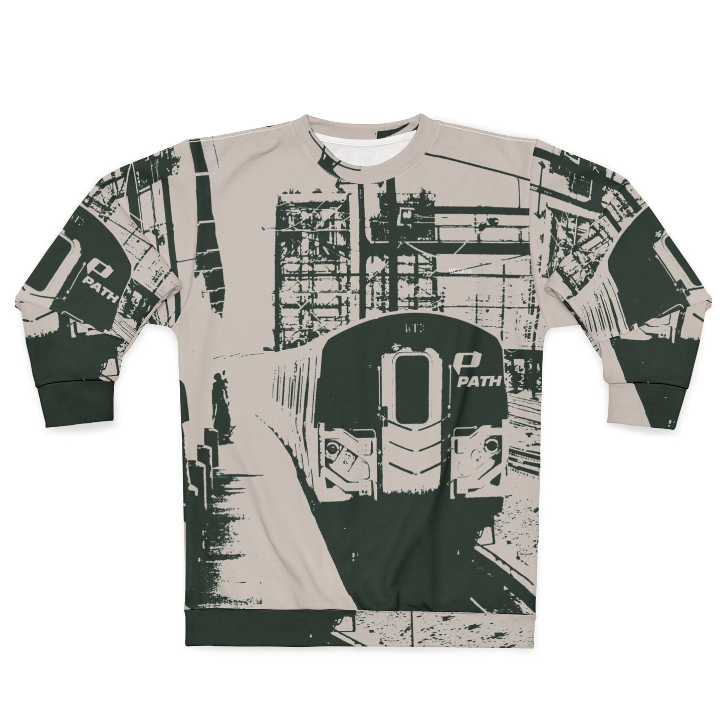All-Over-Print Retro Train Sweatshirt — Urban Commuter Vibe