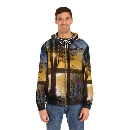 Sunset Lake Trees Full‑Zip Hoodie