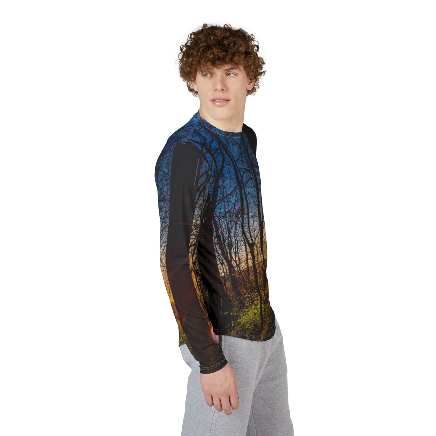 Sunset Forest Long Sleeve Shirt — Men's UV Protection Outdoor Top