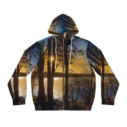 Sunset Lake Trees Full‑Zip Hoodie