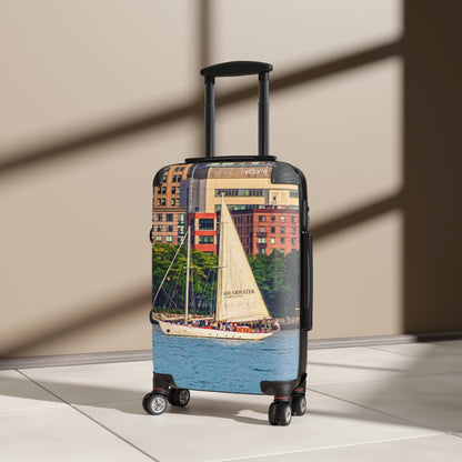 Sailboat Harbor Carry-On Suitcase — Nautical Travel Luggage with City Marina Print