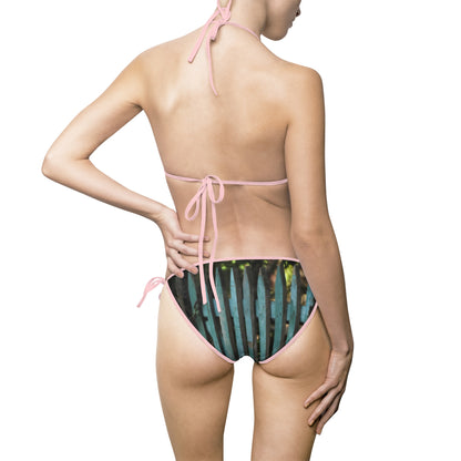 Blue Wooden Fence Women's Bikini Swimsuit — Coastal Summer Swimwear