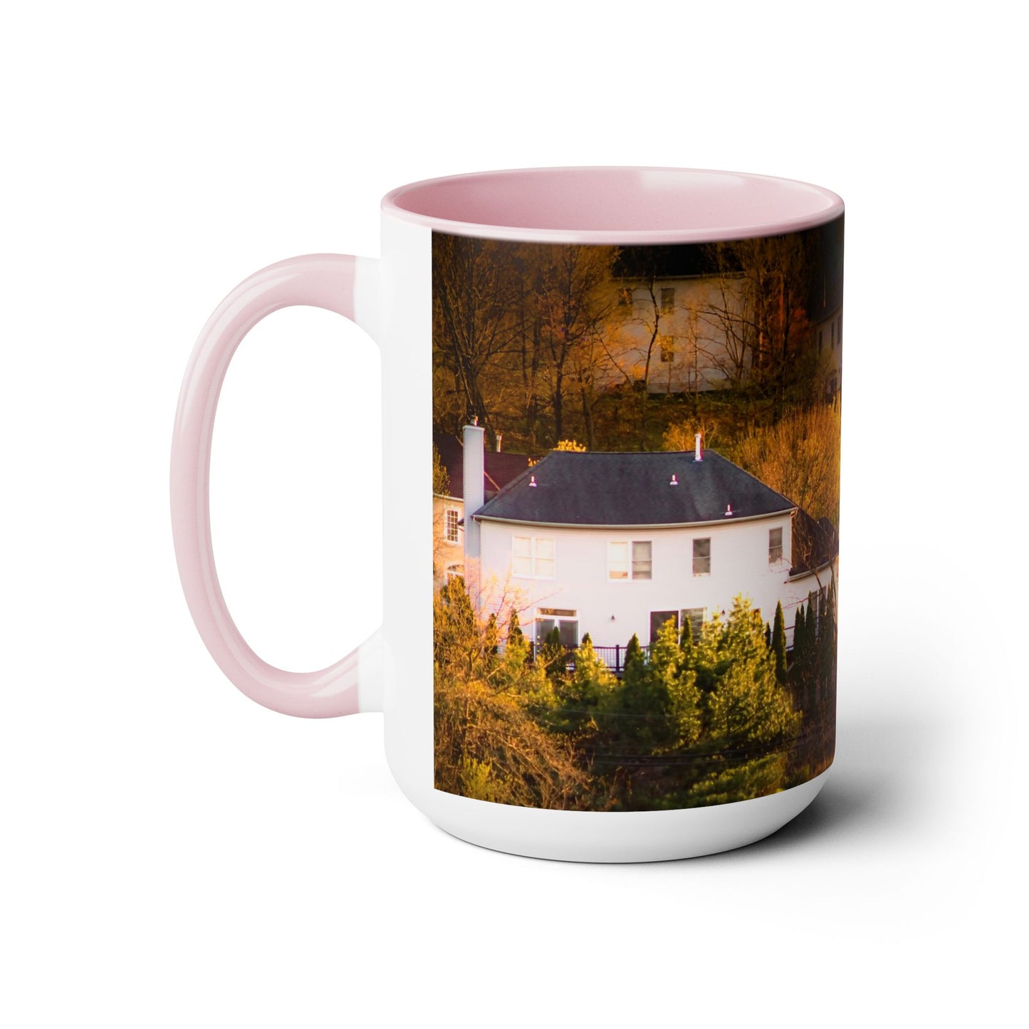 Two Tones, 15oz Ceramic Coffe Mug with Elegant High-Res, Full Color Natural Landscape Image.