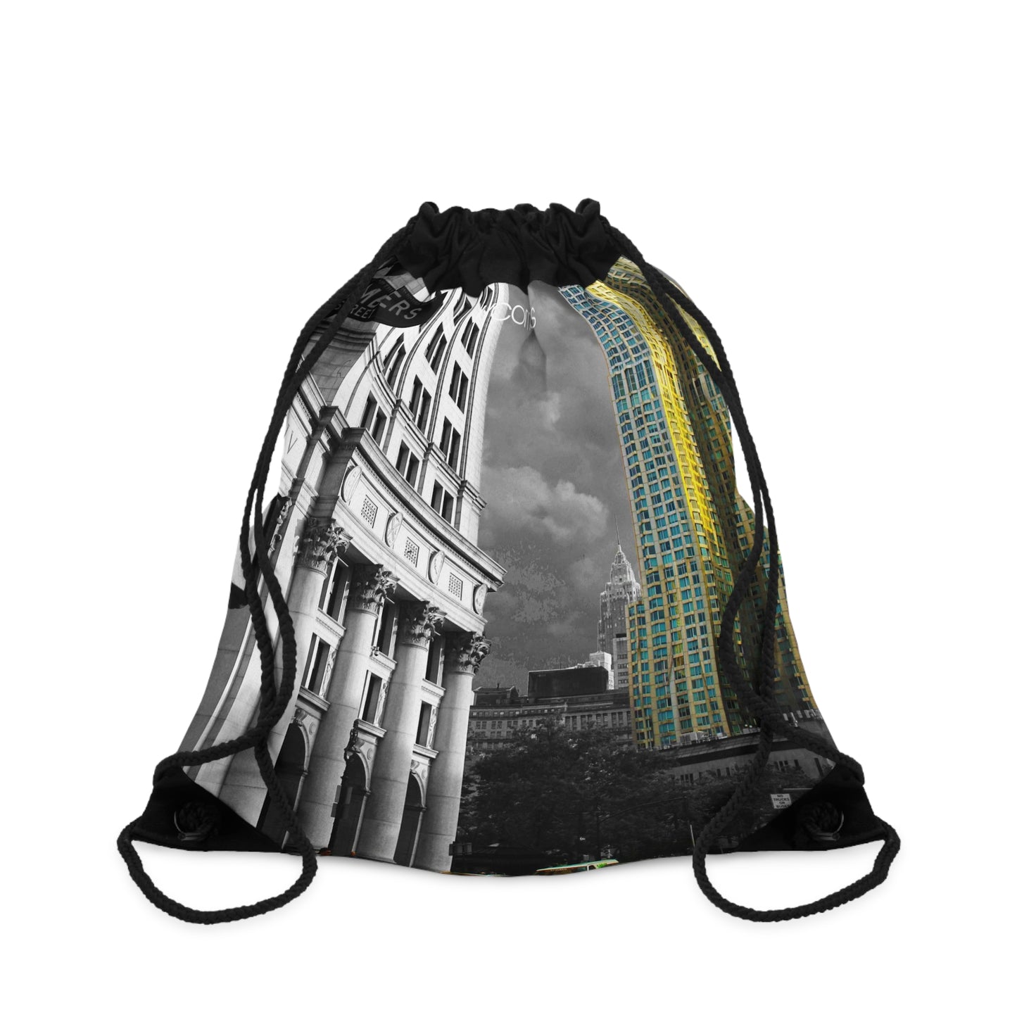 Drawstring Bag with Beautiful High-Res, Urban Landscape Image