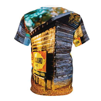 Rustic Cabin T-Shirt – Vintage Road Sign Woodland Shirt