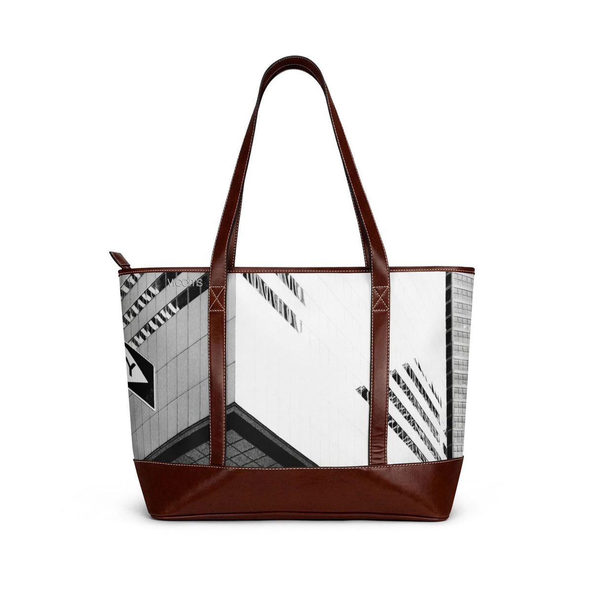 Monochrome Cityscape Tote Handbag
