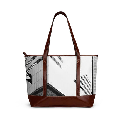 Monochrome Cityscape Tote Handbag