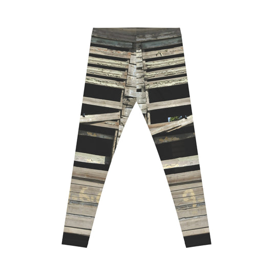 Leggings de ventana de madera rústica desgastada — Pantalones de yoga de madera de granero envejecida