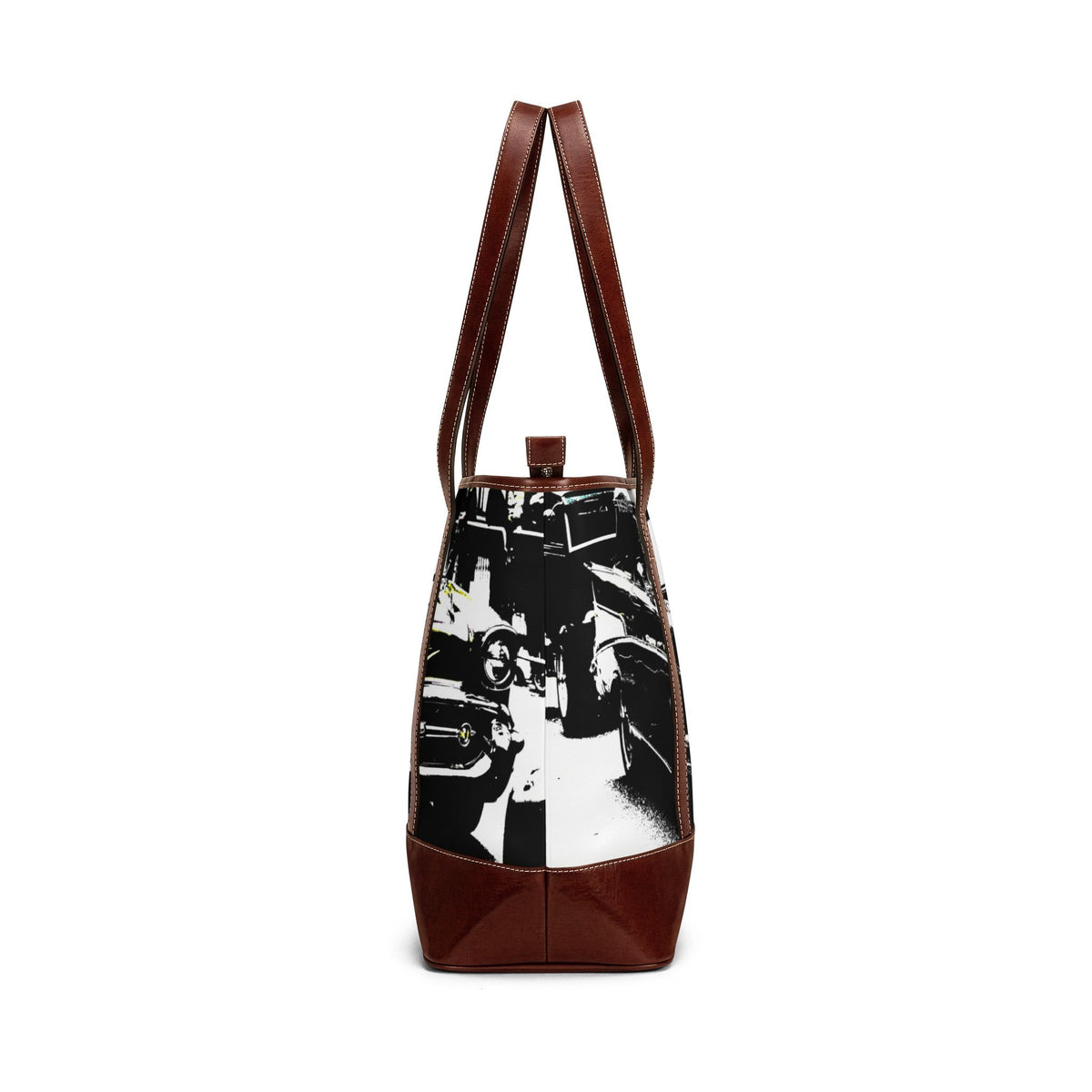 Vintage Classic Car Handbag – Retro Black & White Automotive Tote