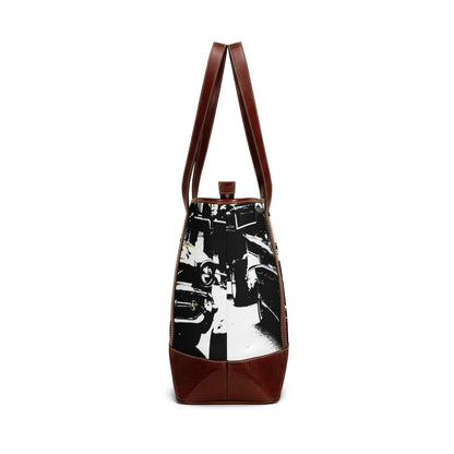 Vintage Classic Car Handbag – Retro Black & White Automotive Tote