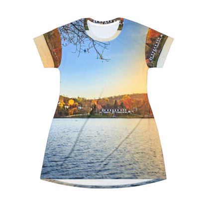 Autumn Lakeview Dress – Scenic Fall Waterfront Vibe