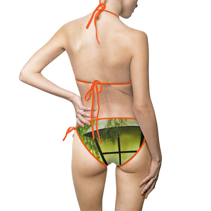 Green Glass Street Lamp Bikini — Tropical Tile Triangle Swimsuit
