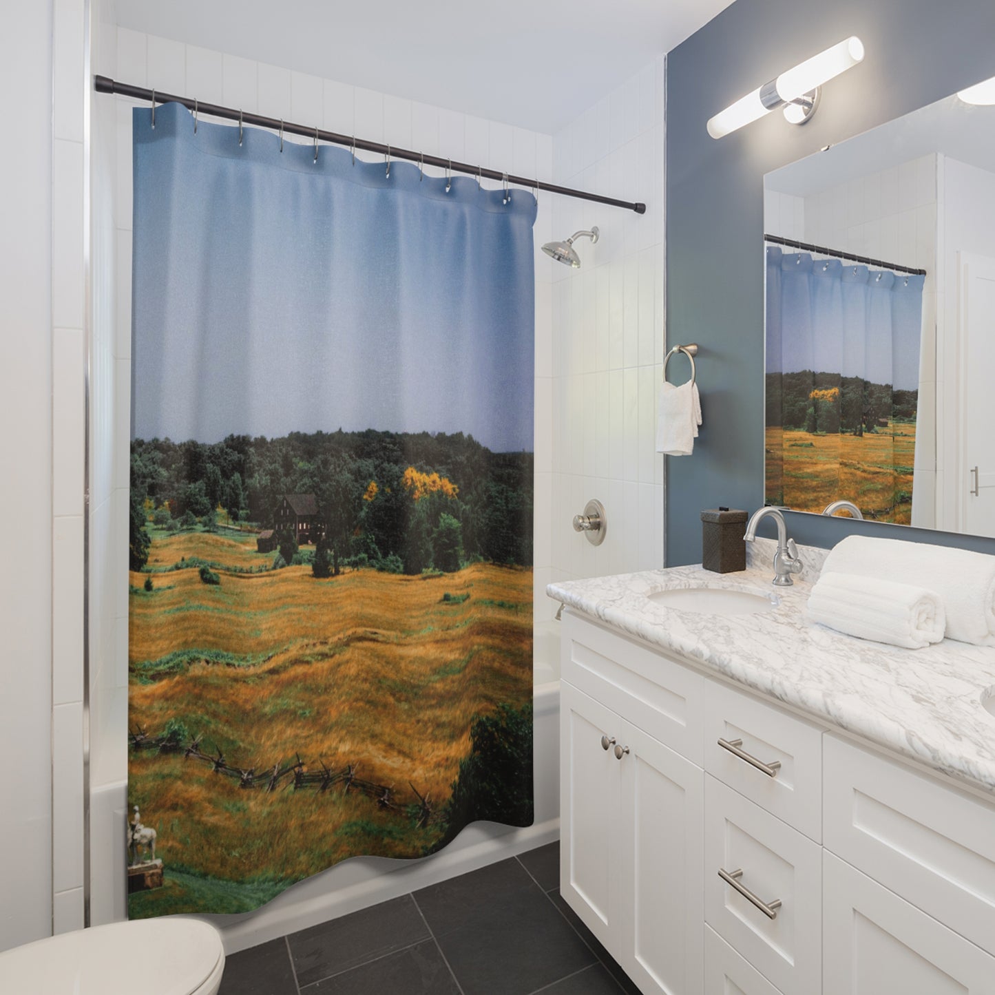 Shower Curtain Printed With Exclusive, High-Res, Full Color Beautiful Image.