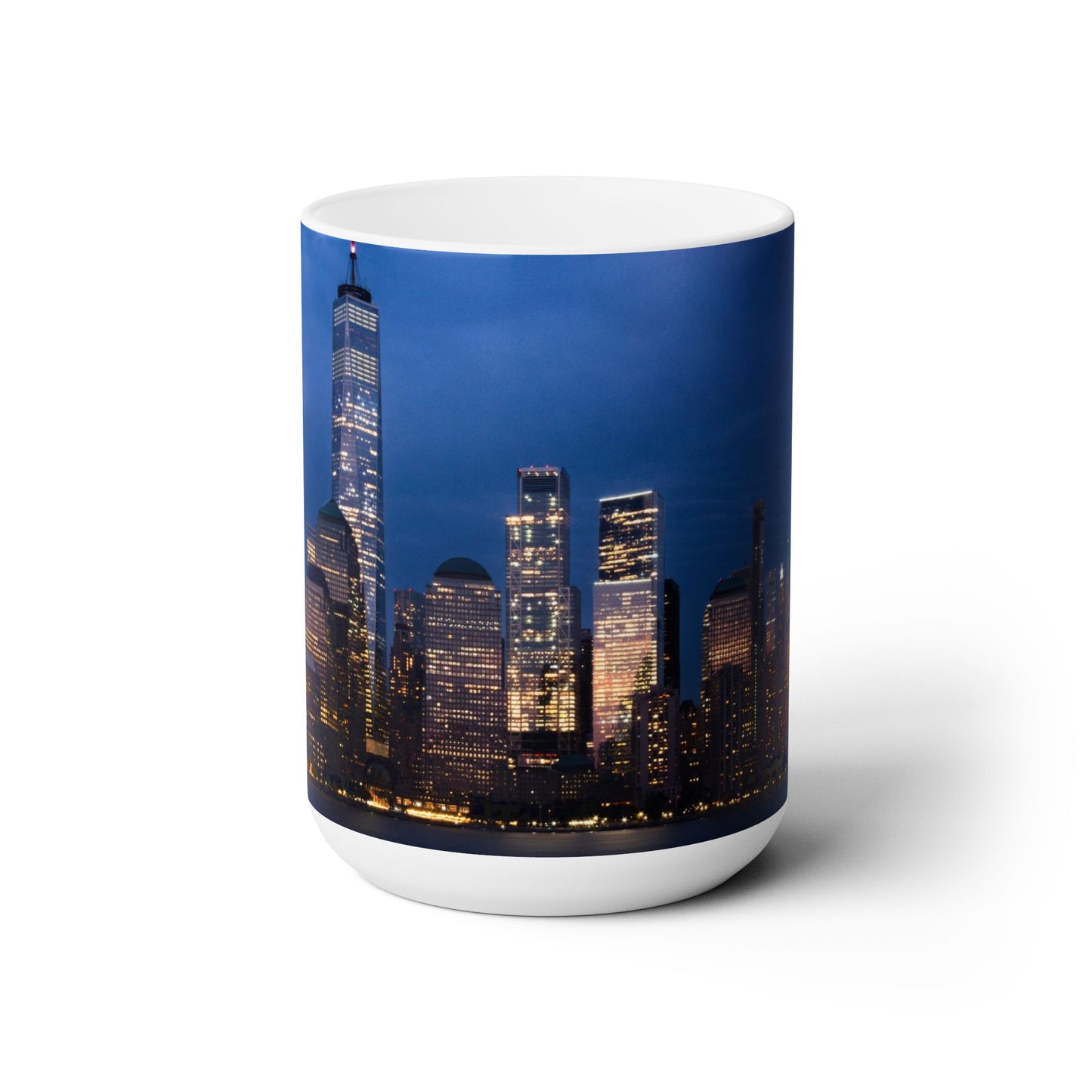 Two Tone 15oz Ceramic Coffee Mug printed with a beautiful New York Skyline image.