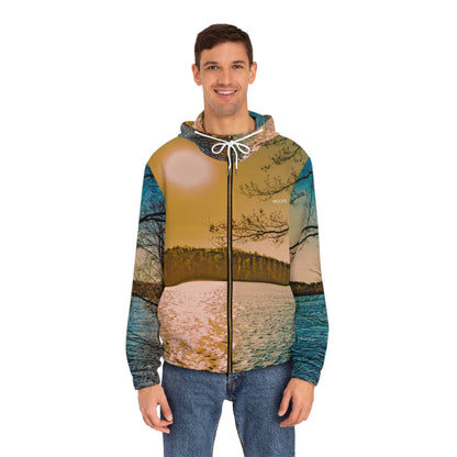 Scenic Lake Sunset Full‑Zip Hoodie