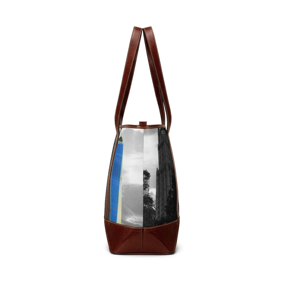 City Skyline Tote Handbag — Blue Tower Urban Scene