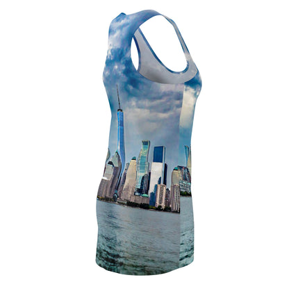 New York Skyline Racerback Dress — Waterfront Cityscape