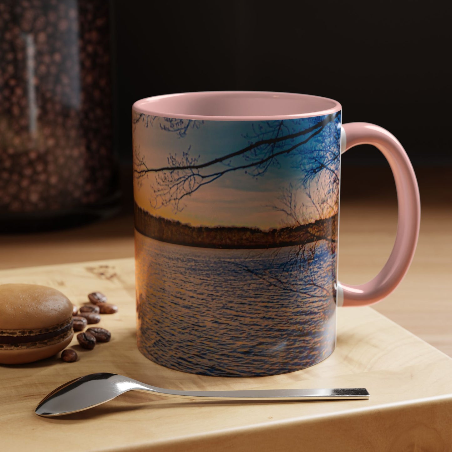 Beautifull 11oz Two Tones, Ceramic Coffe Mug Printed With An original, High-Res, Full Color Image of an Elegant Natural Landscape.