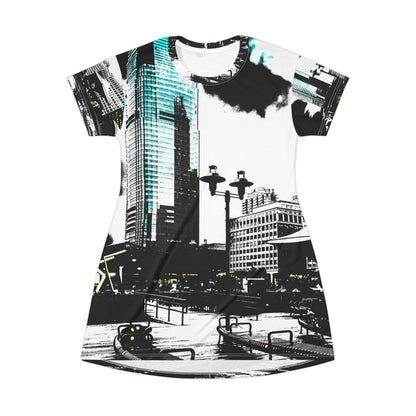 Cityscape Print Dress — Urban Skyline