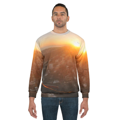 Sunrise Cityscape Crewneck Sweatshirt — Santo Domingo Aerial All-Over Print