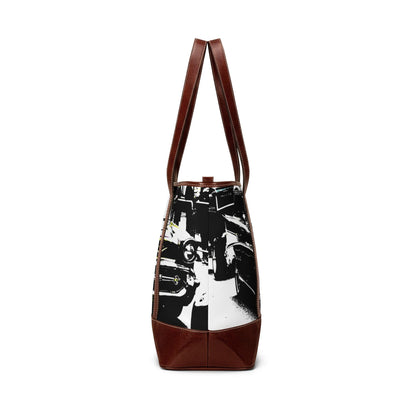 Vintage Classic Car Handbag – Retro Black & White Automotive Tote