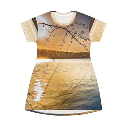Sunset Lake Dress — Tranquil Golden Water View