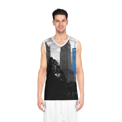Lower Manhattan Basketball Jersey — One World Trade Center Skyline