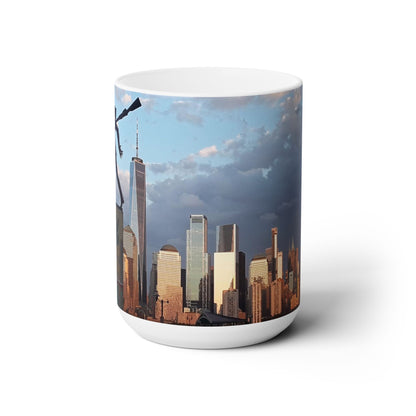 Elegant 15oz Ceramic Coffee Mug printed with a beautiful image of the New York Skyline.