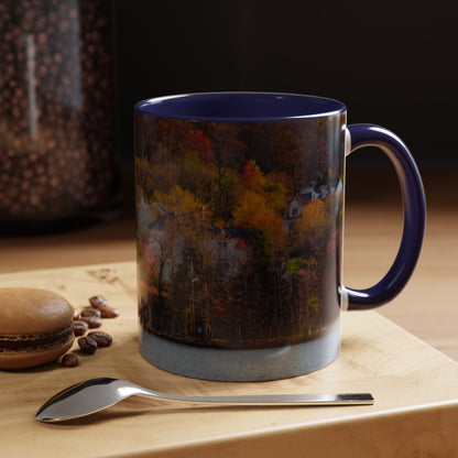 Two Tones, 11oz Ceramic Coffe Mug with Elegant High-Res, Full Color Natural Landscape Image.