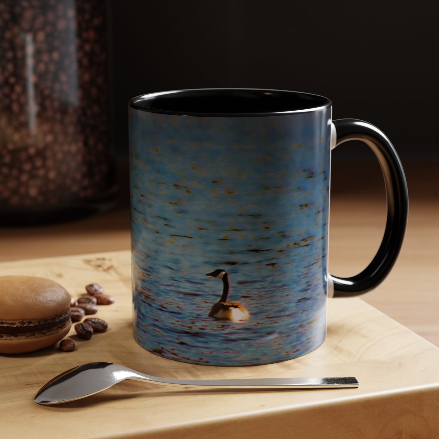 Two Tones, 11oz Ceramic Coffe Mug with Elegant High-Res, Full Color Natural Landscape Image.