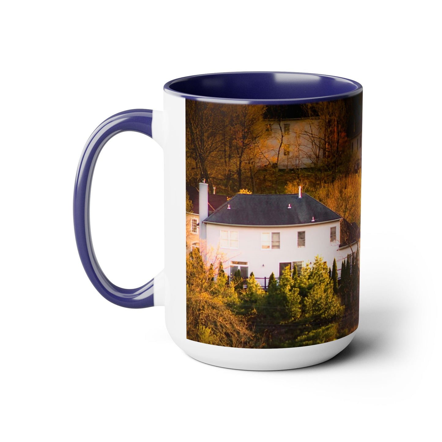 Two Tones, 15oz Ceramic Coffe Mug with Elegant High-Res, Full Color Natural Landscape Image.