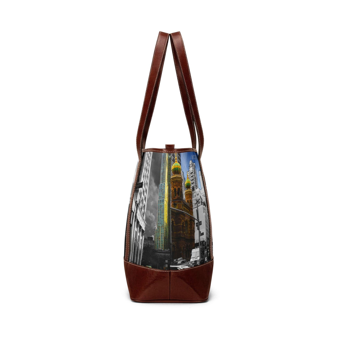 NYC Cityscape Tote Handbag — New York Skyline Patchwork Shoulder Bag