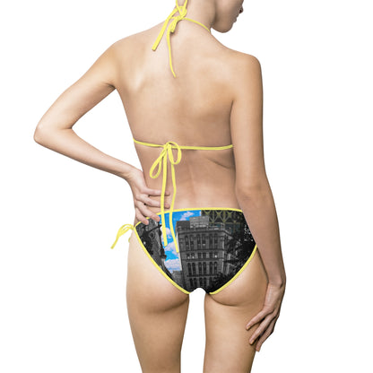 Cityscape Triangle Bikini — Women's Urban Skyline Swimwear