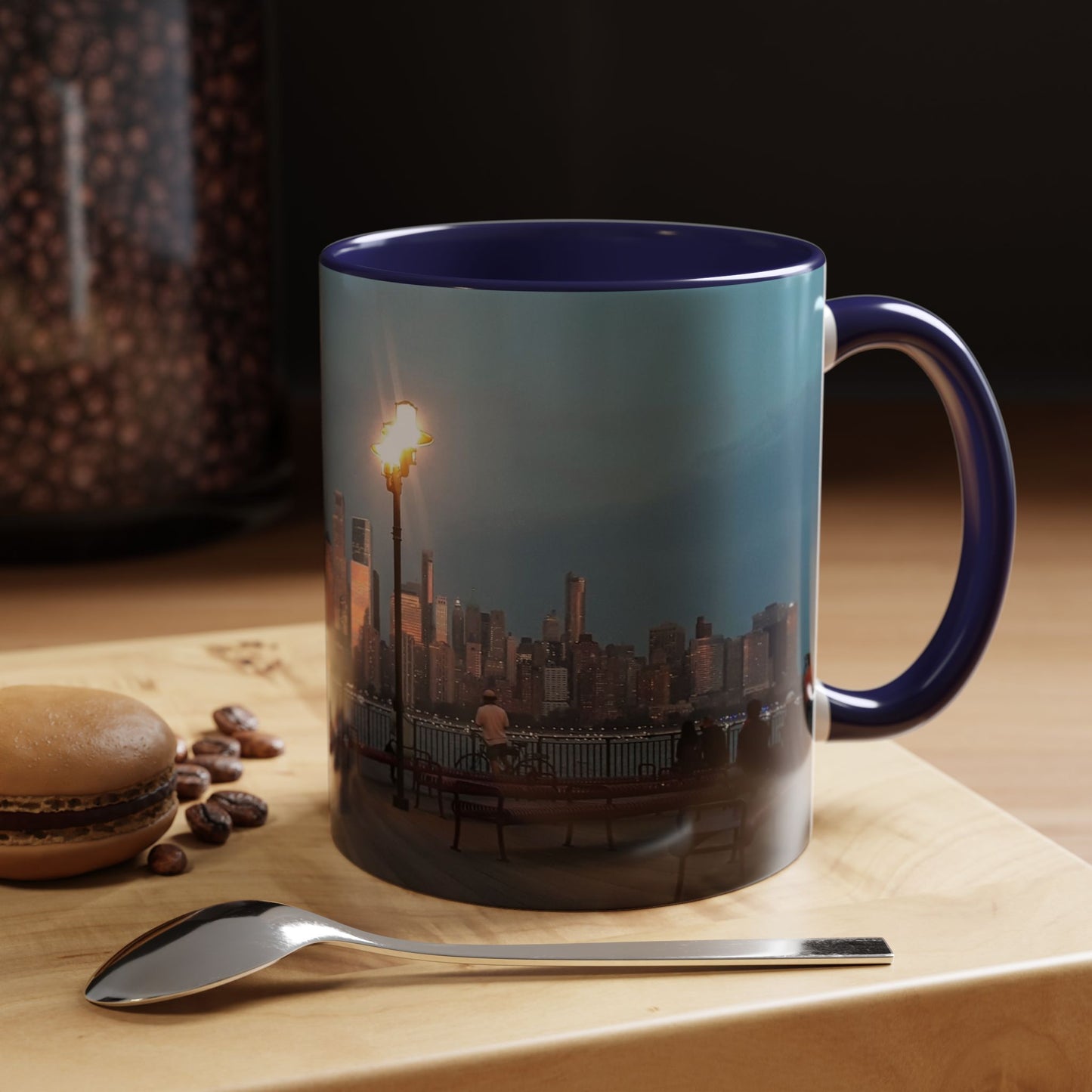 Two Tone 11 oz. Ceramic Mug, Printed with a High-Res Image of  New  York City View.