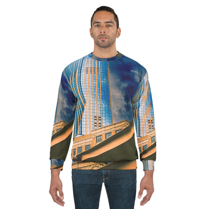 Glass Building Cityscape Sweatshirt — Urban New Jersey Skyline Crewneck