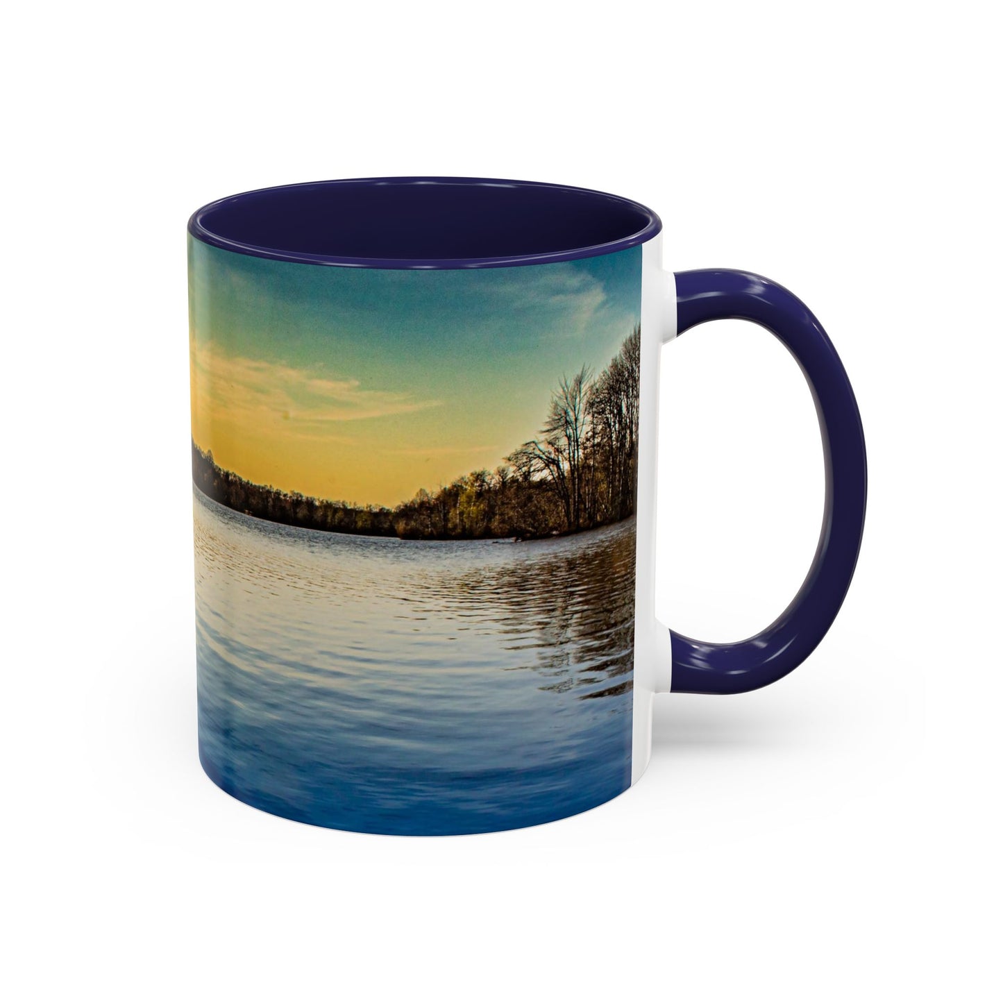 Two Tones, 11oz Ceramic Coffe Mug with Elegant High-Res, Full Color Natural Landscape Image.