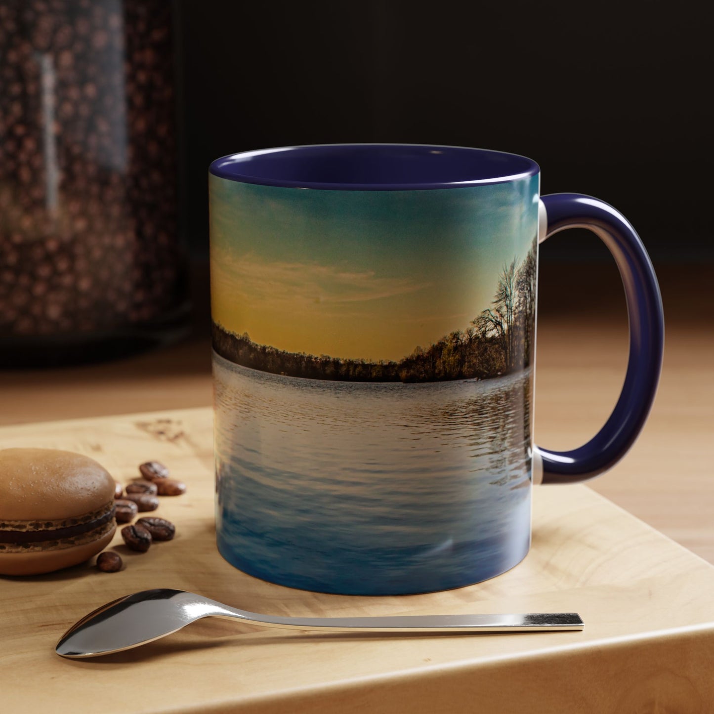 Two Tones, 11oz Ceramic Coffe Mug with Elegant High-Res, Full Color Natural Landscape Image.