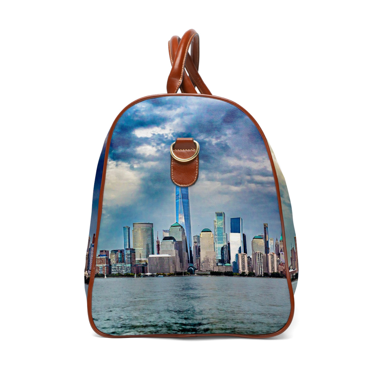Waterproof Travel Bag — Skyline Print Duffel with NYC Cityscape